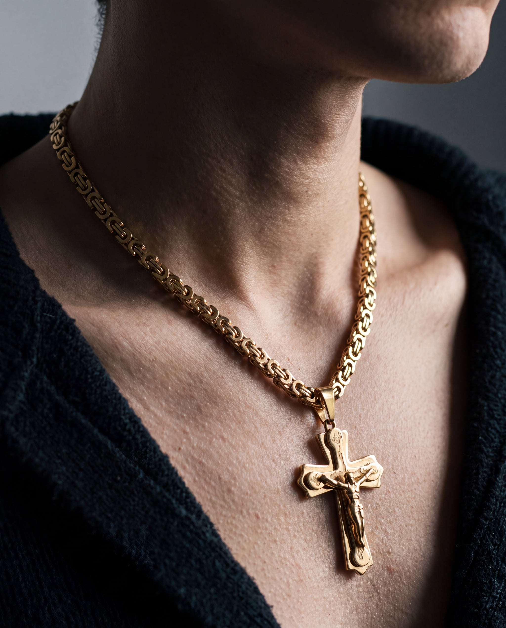 Jesus Cross Thick Chain Necklace