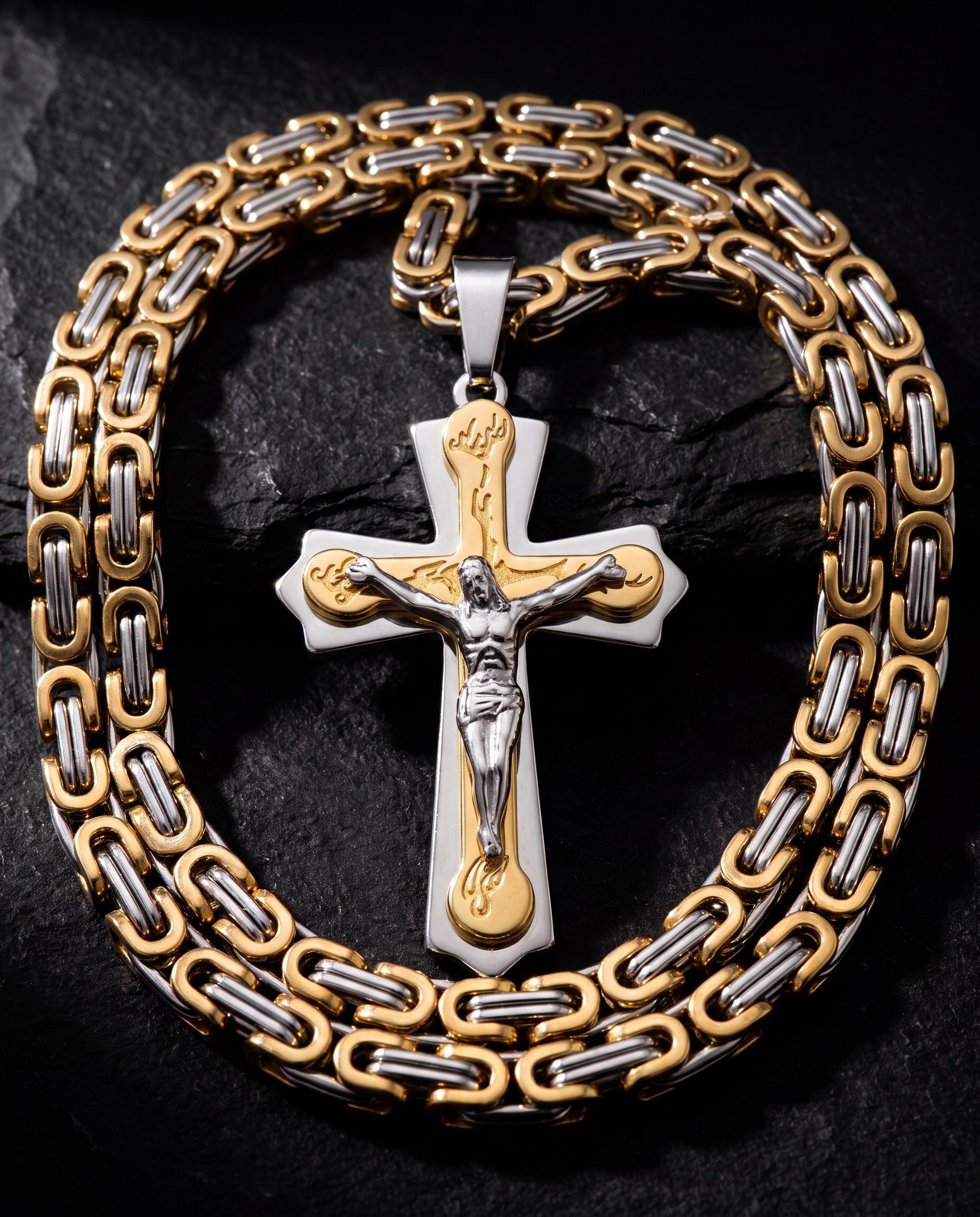 Jesus Cross Thick Chain Necklace