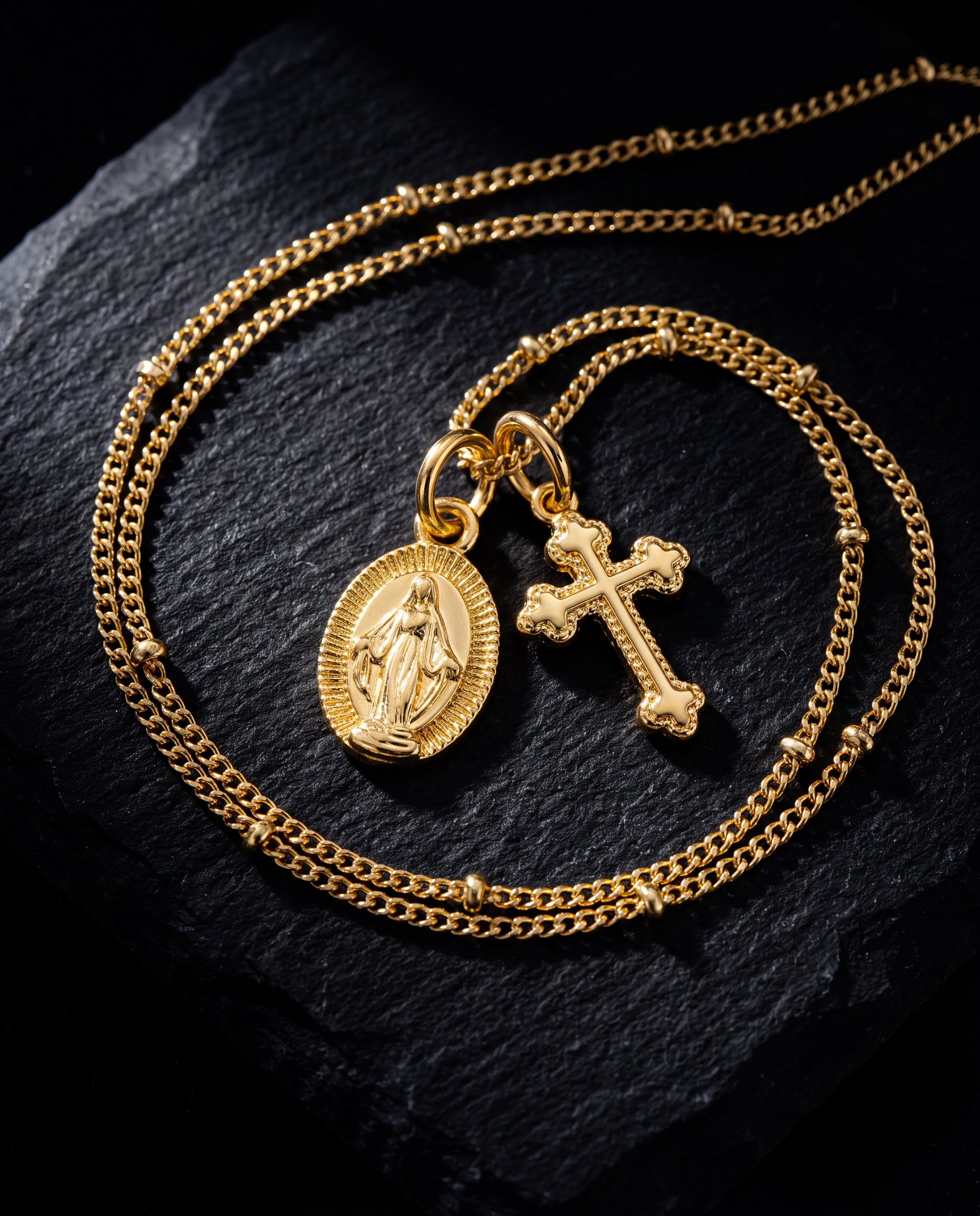 Virgin Mary Cross Pendant Necklace