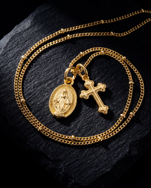 Virgin Mary Cross Pendant Necklace