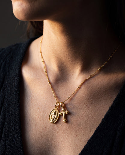 Virgin Mary Cross Pendant Necklace