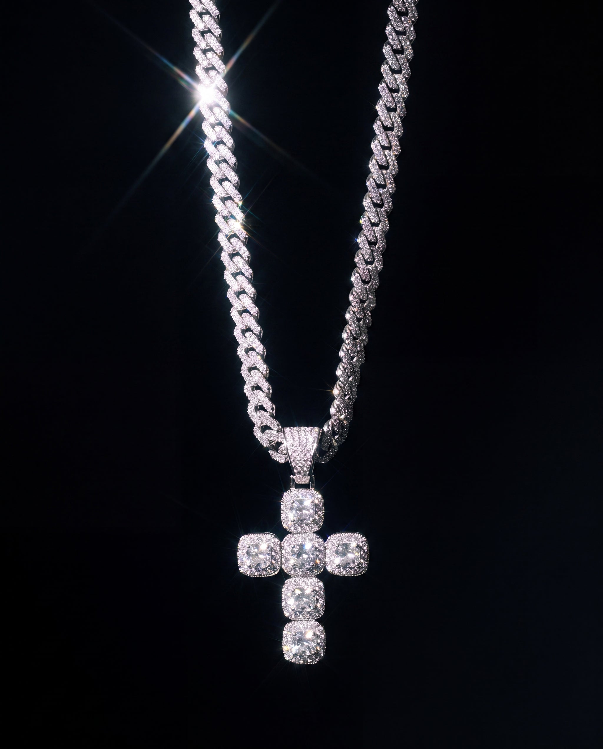 Diamond Jesus Cross Necklace Cluster