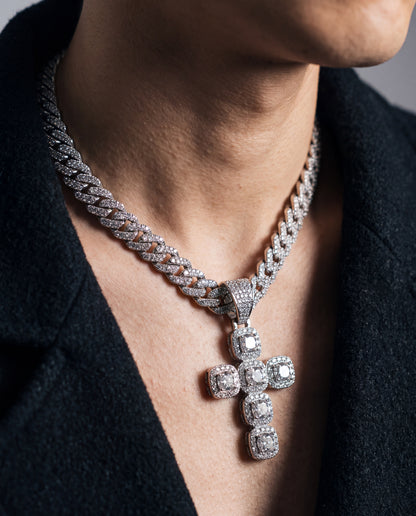 Diamond Jesus Cross Necklace Cluster