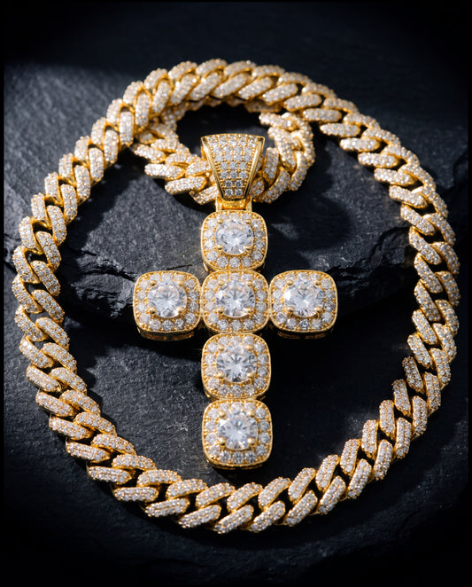 Diamond Jesus Cross Necklace Cluster