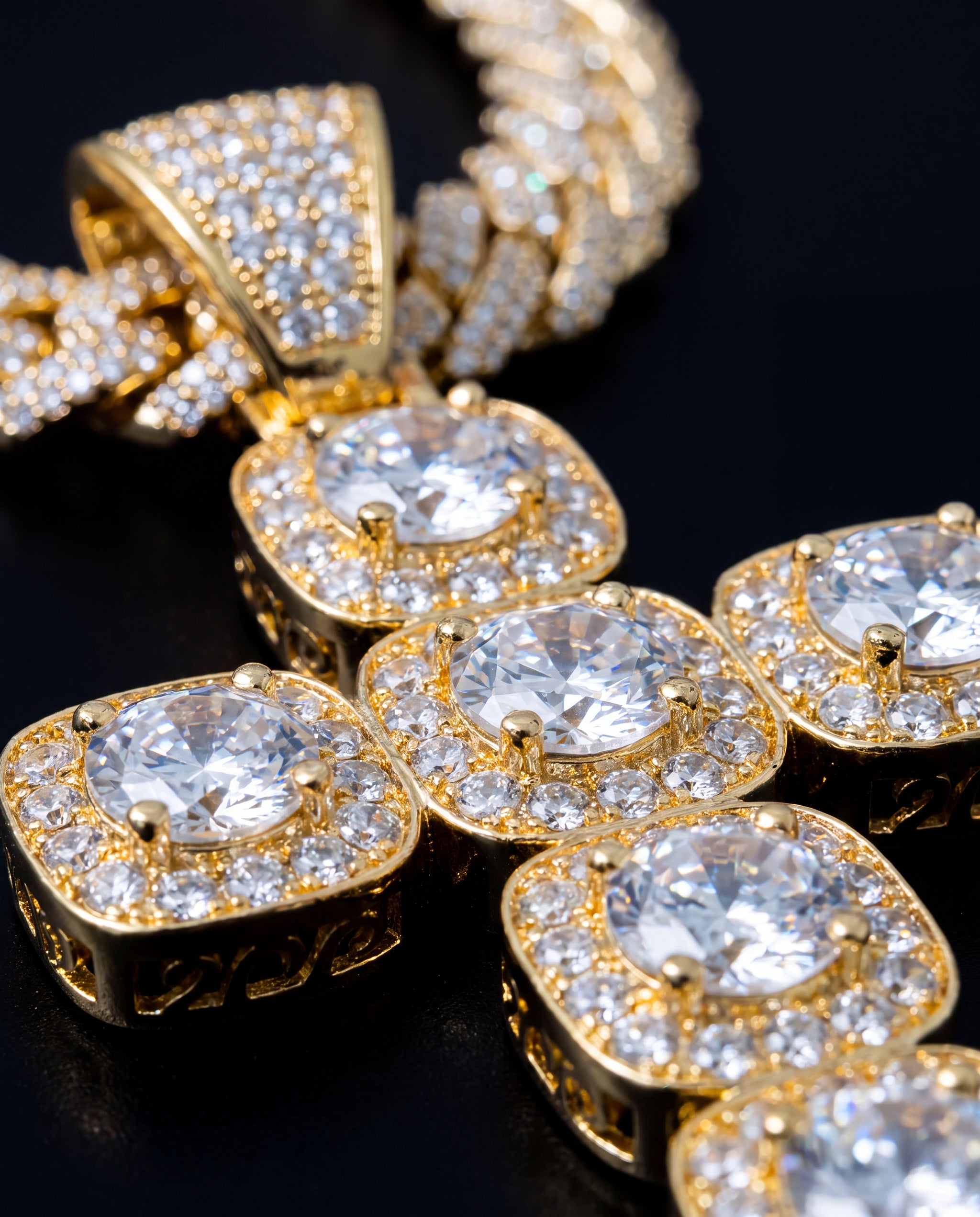 Diamond Jesus Cross Necklace Cluster
