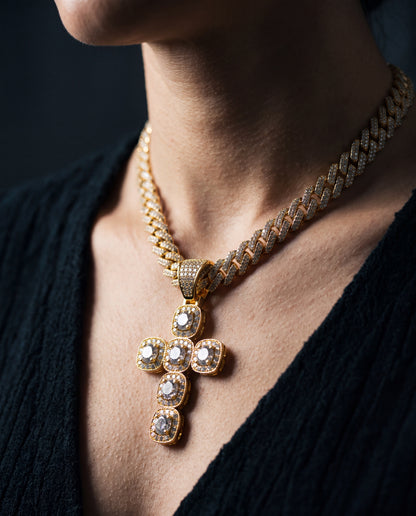 Diamond Jesus Cross Necklace Cluster